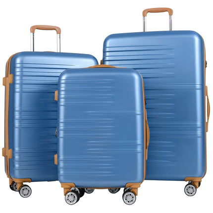 Set de 3 bagaje rigide cu încuietoare TSA, albastru