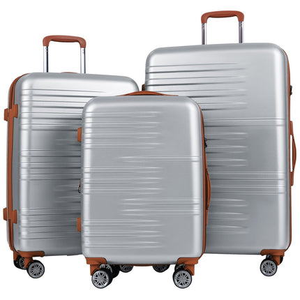 Set de 3 bagaje rigide cu încuietoare TSA, argintiu