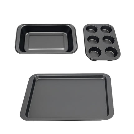 Set de 3 vase de copt antiaderente – forme pentru brioșe, pâine și copt