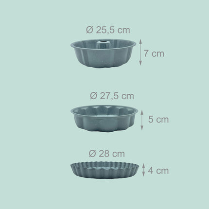 Set de 3 forme de copt din oțel carbon antiaderent