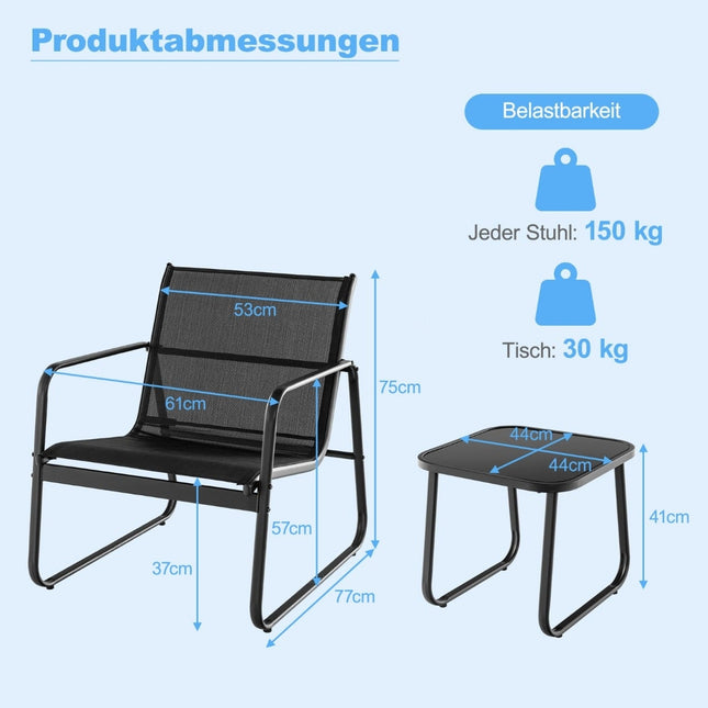 Set de mobilier de exterior cu 3 piese, scaune și masă