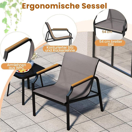 Set de terasă din 3 piese cu scaune și masă - cadru metalic