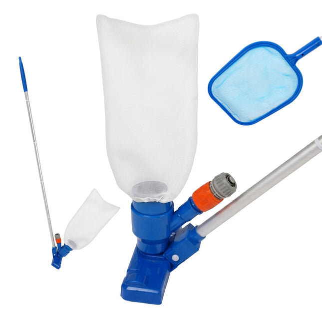 Kit de curățare a piscinei din 3 piese, cu tijă și accesorii