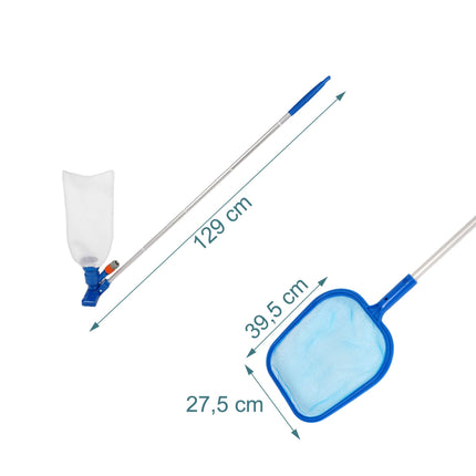 Kit de curățare a piscinei din 3 piese, cu tijă și accesorii
