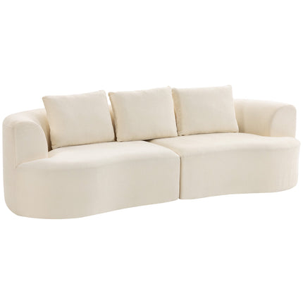 Canapea cu 3 locuri, 203 cm, material Chenille, alb crem