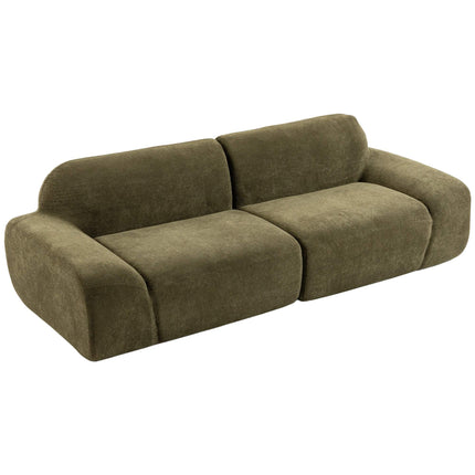 Canapea cu 3 locuri, tapițerie Chenille, verde închis