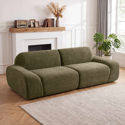 Canapea cu 3 locuri, tapițerie Chenille, verde închis