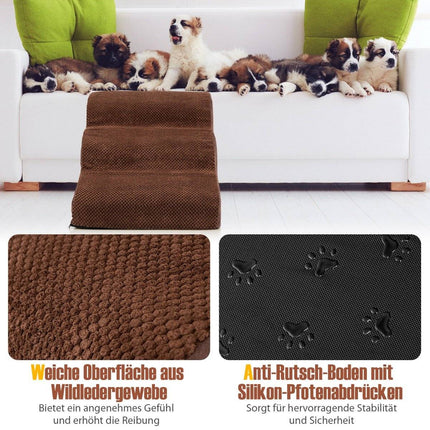 Rampă pentru animale de companie din spumă în 3 trepte, 58x42x40 cm, piele anti-alunecare