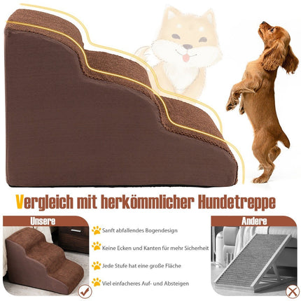 Rampă pentru animale de companie din spumă în 3 trepte, 58x42x40 cm, piele anti-alunecare
