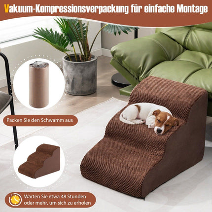 Rampă pentru animale de companie din spumă în 3 trepte, 58x42x40 cm, piele anti-alunecare