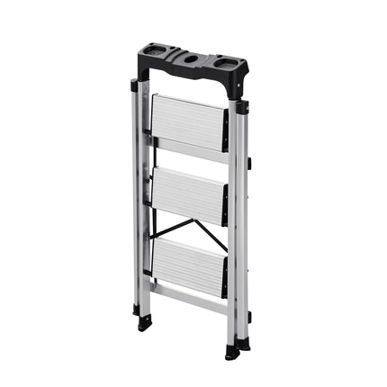3-Step Folding Aluminum Ladder, 150 kg, Tool Tray