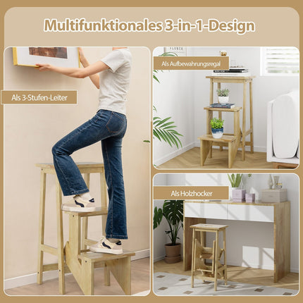 Scaun pliabil cu 3 trepte, trepte rotative și mâner