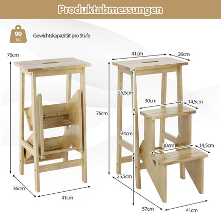 Scaun pliabil cu 3 trepte, trepte rotative și mâner