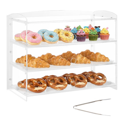 3-Tier Acrylic Bakery Display Case – Flip-Up Door, 19in
