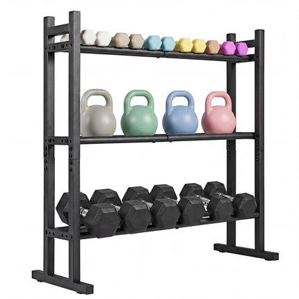 Suport reglabil pentru gantere cu 3 niveluri, capacitate de 226 kg, negru