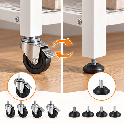 3-Tier Kitchen Trolley with Castors and Wood-Effect Top, Black, 10 kg per Tier