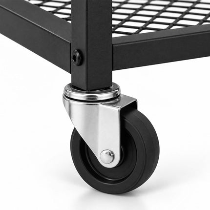 3-Tier Kitchen Trolley with Castors and Wood-Effect Top, Black, 10 kg per Tier