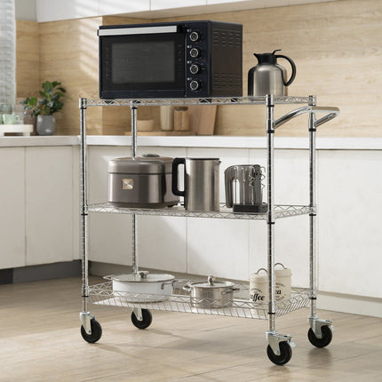3-Tier Kitchen Utility Cart, Steel Wire, 661 lb Capacity
