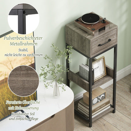 Suport pentru plante din metal cu 3 niveluri Suport pentru flori cu sertar din lemn 30,5 x 30,5 x 92 cm (1 pachet)