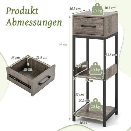 Suport pentru plante din metal cu 3 niveluri Suport pentru flori cu sertar din lemn 30,5 x 30,5 x 92 cm (1 pachet)