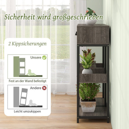 Suport pentru plante din metal cu 3 niveluri Suport pentru flori cu sertar din lemn 30,5 x 30,5 x 92 cm (1 pachet)