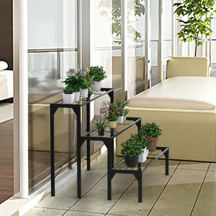 Suport pentru plante metalice cu 3 niveluri - Utilizare în interior/exterior