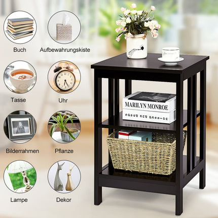 Set noptieră cu 3 niveluri, MDF, 40x40x61 cm, culoare cafea