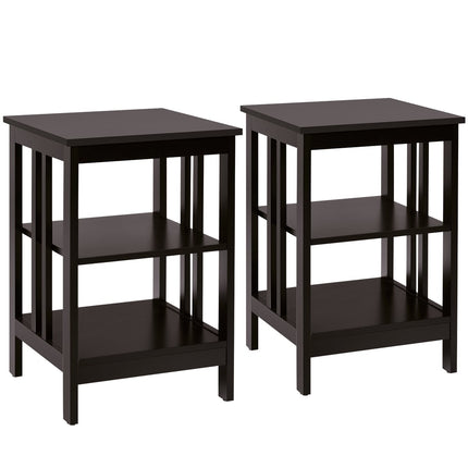Set noptieră cu 3 niveluri, MDF, 40x40x61 cm, culoare cafea