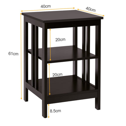 Set noptieră cu 3 niveluri, MDF, 40x40x61 cm, culoare cafea