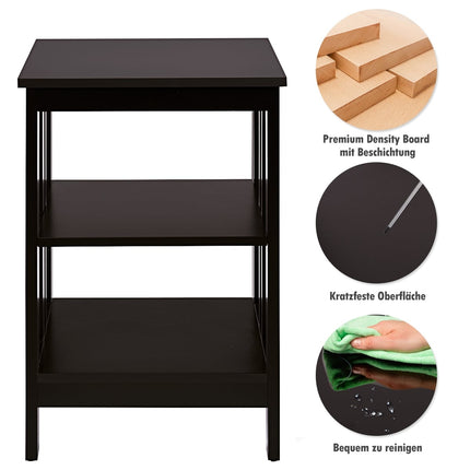 Set noptieră cu 3 niveluri, MDF, 40x40x61 cm, culoare cafea
