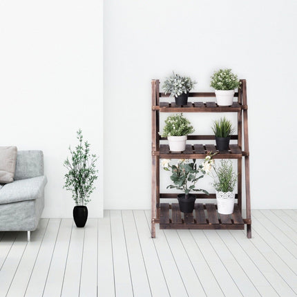 Suport pentru plante cu 3 niveluri Suport pentru flori pliabil Raft pentru plante 60 x 33 x 93 cm Maro