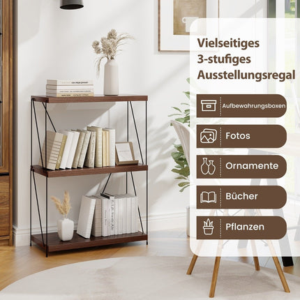 Raft pe picioare cu 3 niveluri cu cadru metalic Raft industrial pentru depozitare 60 x 29,5 x 85,5 cm