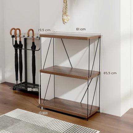 Raft pe picioare cu 3 niveluri cu cadru metalic Raft industrial pentru depozitare 60 x 29,5 x 85,5 cm