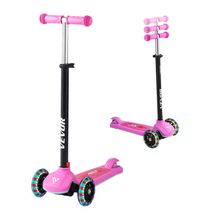 3-Wheel Kids Kick Scooter, Light-Up Wheels, Pink