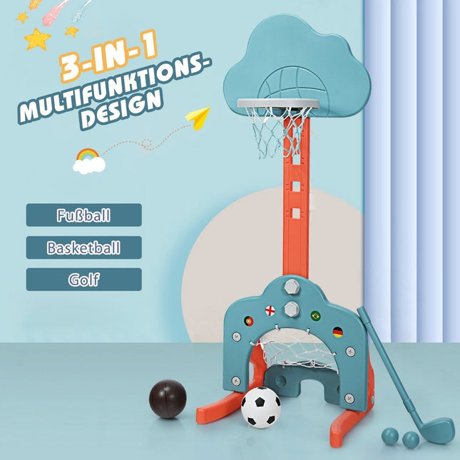 Set sport reglabil 3 în 1 pentru copii: baschet, fotbal, golf