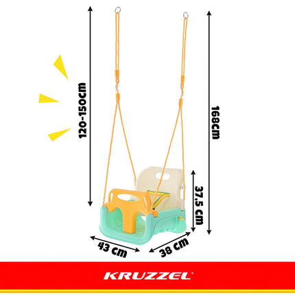 Balansoar pentru copii 3 în 1, frânghii reglabile, capacitate 30 kg