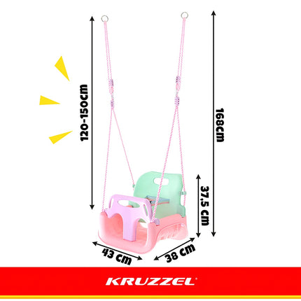 Balansoar pentru copii 3 în 1, frânghii reglabile, sarcină maximă 30 kg