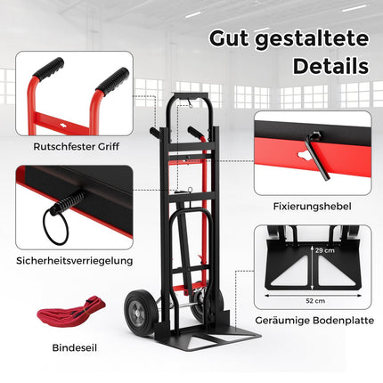 Cărucior manual convertibil 3 în 1, capacitate 450 kg, cadru metalic