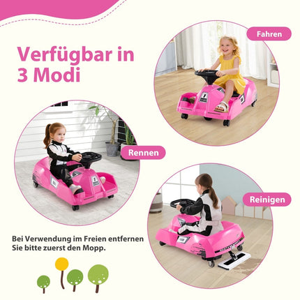 Kart electric 3 în 1 pentru copii cu mop detașabil, 12V