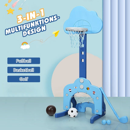 Set sport 3 în 1 pentru copii: baschet reglabil, fotbal, golf