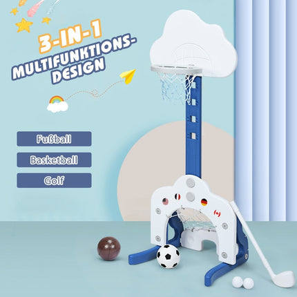 Set sport 3 în 1 pentru copii: baschet reglabil, fotbal, golf