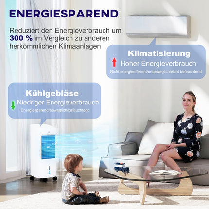 Aparat de aer conditionat mobil 3 in 1 cu umidificare racire cu apa, aparat de aer conditionat oscilant automat de 7 litri cu temporizator de 7,5 ore, racitor de aer cu 3 viteze 65 W cu telecomanda, pentru 20㎡ alb |