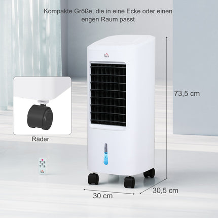 Aparat de aer conditionat mobil 3 in 1 cu umidificare racire cu apa, aparat de aer conditionat oscilant automat de 7 litri cu temporizator de 7,5 ore, racitor de aer cu 3 viteze 65 W cu telecomanda, pentru 20㎡ alb |