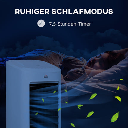Aparat de aer conditionat mobil 3 in 1 cu umidificare racire cu apa, aparat de aer conditionat oscilant automat de 7 litri cu temporizator de 7,5 ore, racitor de aer cu 3 viteze 65 W cu telecomanda, pentru 20㎡ alb |