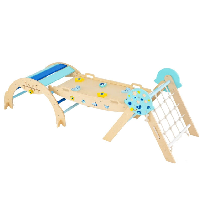 Set de cățărat Montessori 3 în 1 cu rampă și arc