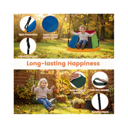 3-in-1 Swing Set with Baby Swing, U-Swing and Nest Swing, Metal A-Frame
