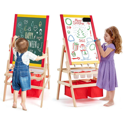 Șevalet pentru copii 3 în 1 tablă pentru copii tablă albă și tablă cu două fețe 52,5x51,5x106,5 cm