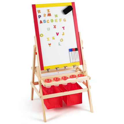 Șevalet pentru copii 3 în 1 tablă pentru copii tablă albă și tablă cu două fețe 52,5x51,5x106,5 cm