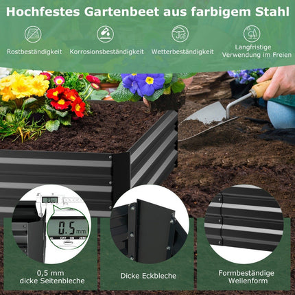 3 in 1 greenhouse with raised bed metal planter box PVC film flower bed with two windows silver 129 x 97 x 96 cm