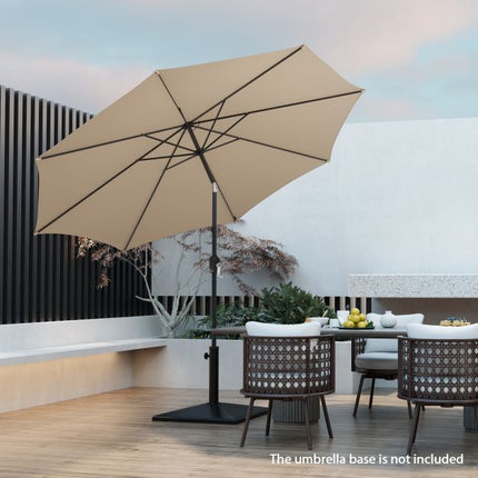 Umbrelă de terasă 3m, manivelă înclinabilă cu 8 nervuri, partea superioară ventilată, bej